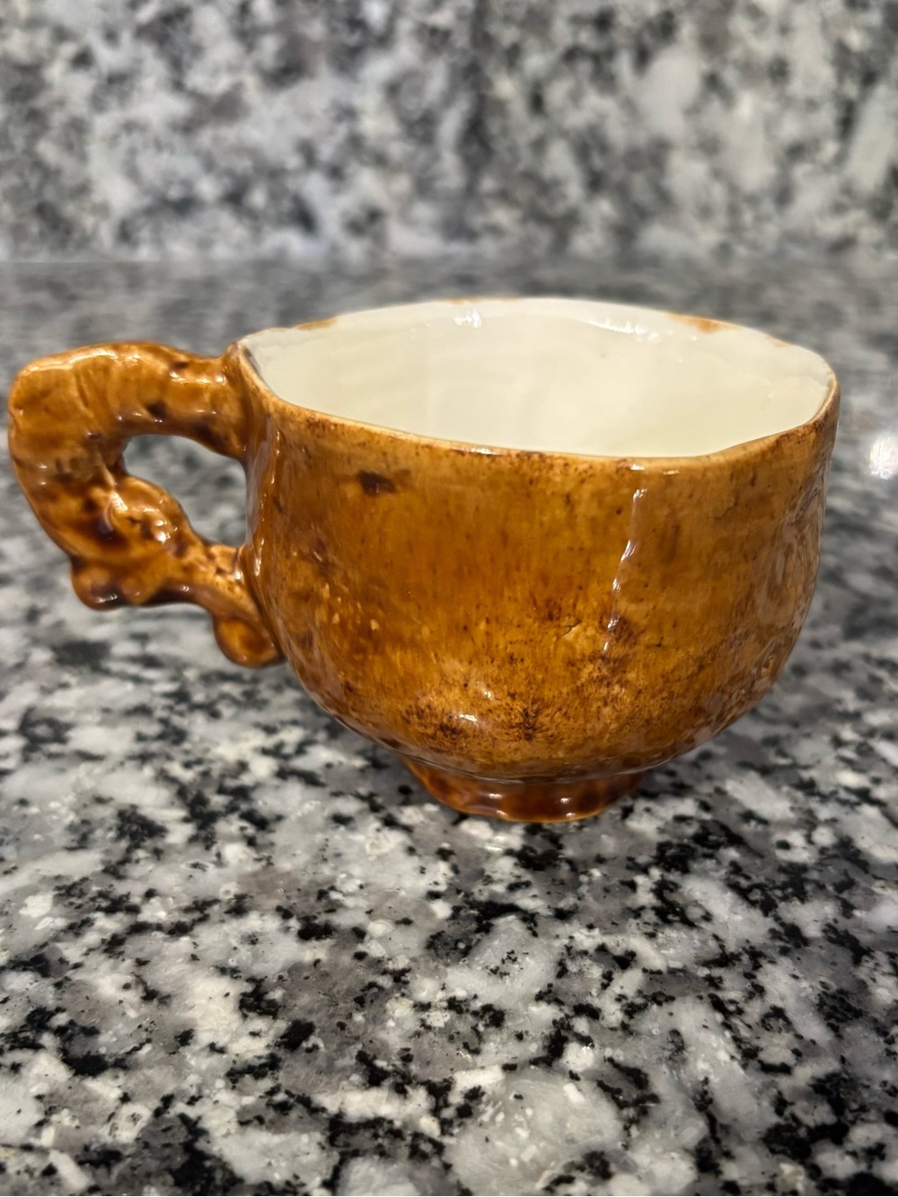 Handcrafted Ceramic Teacup in Warm Honey Brown